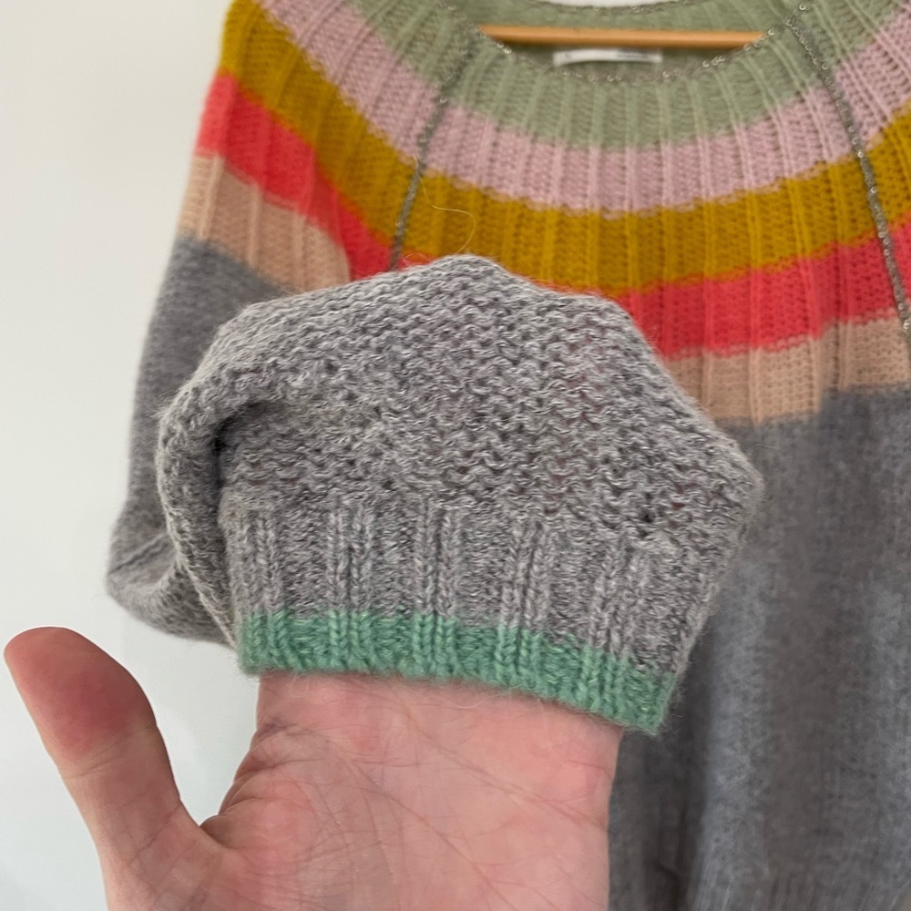 Anthropologie Colleen Striped Pullover Wool Alpaca Sweater Top Womens Gray Sz S - Picture 6 of 10